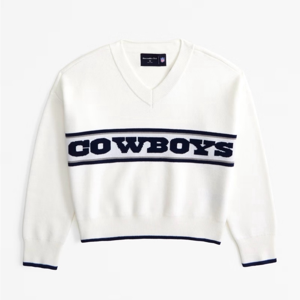 Abercrombie & Fitch White V-Neck Sweater